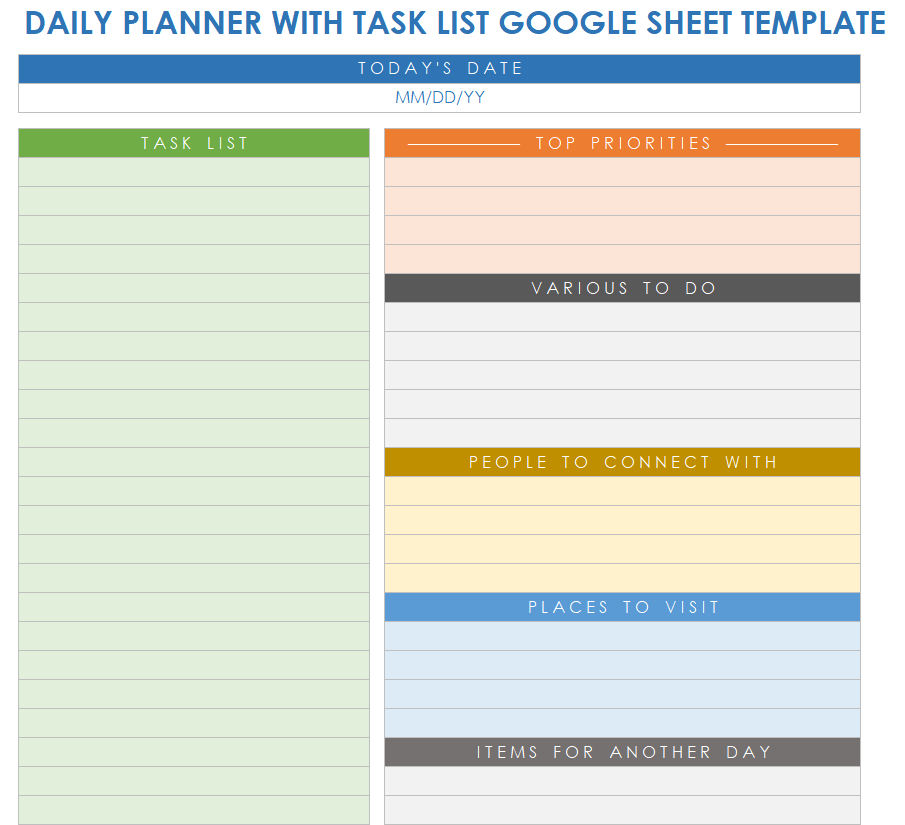 Free Google Sheets Daily Schedule Templates Planners Smartsheet