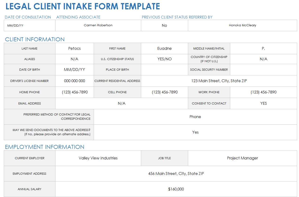 Free Client Intake Templates and Forms