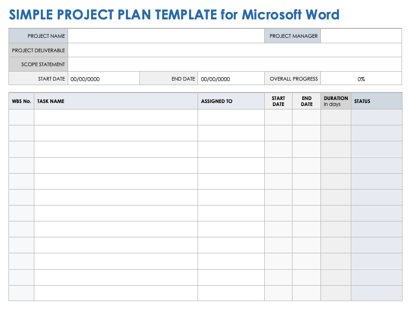 Free Microsoft Word Project Plan Templates | Smartsheet