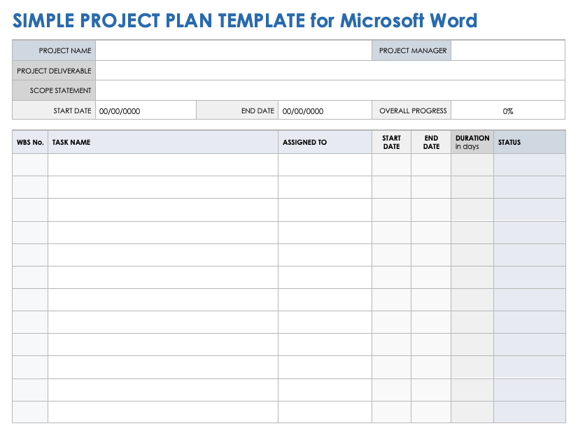 Free Microsoft Word Project Plan Templates Smartsheet 7981