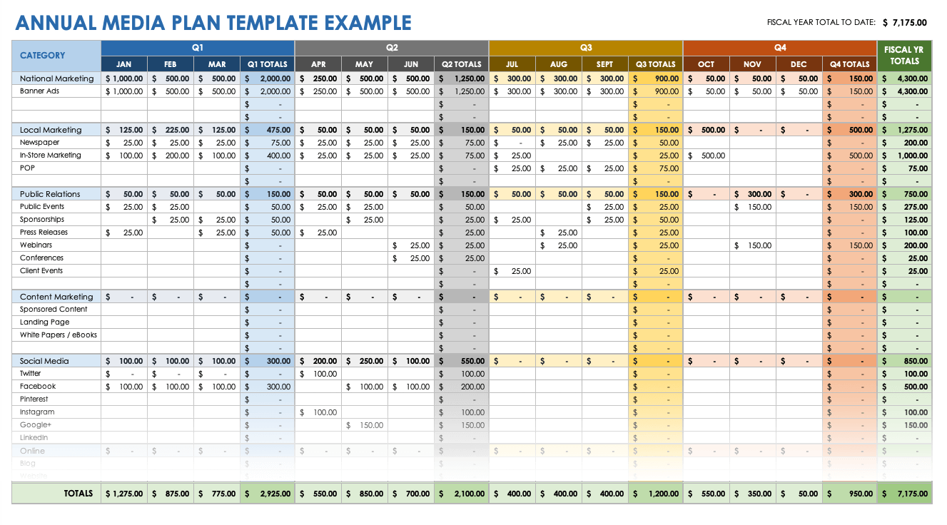 media plan template excel