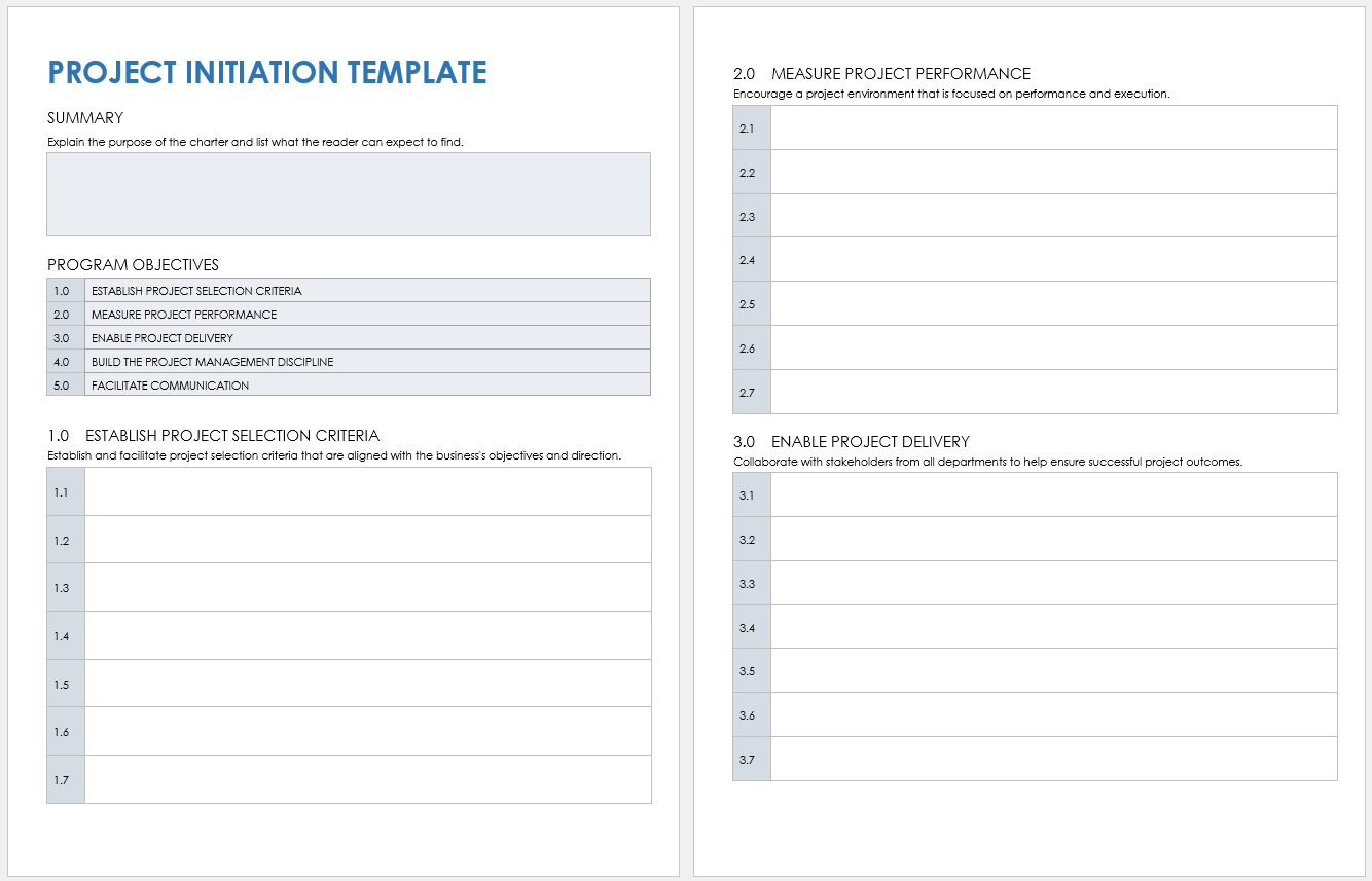 Project Initiation Template