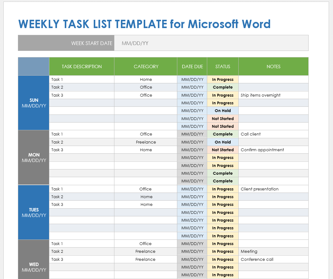 Free Microsoft Word Task List Templates, Planners &amp; Checklists 