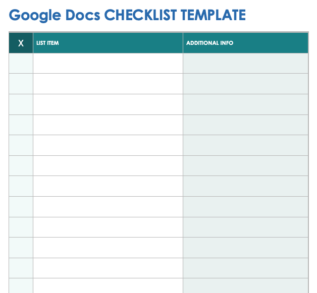 Google Docs Checklist  