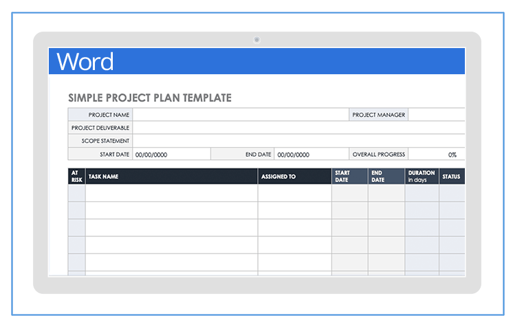 project management plan template excel