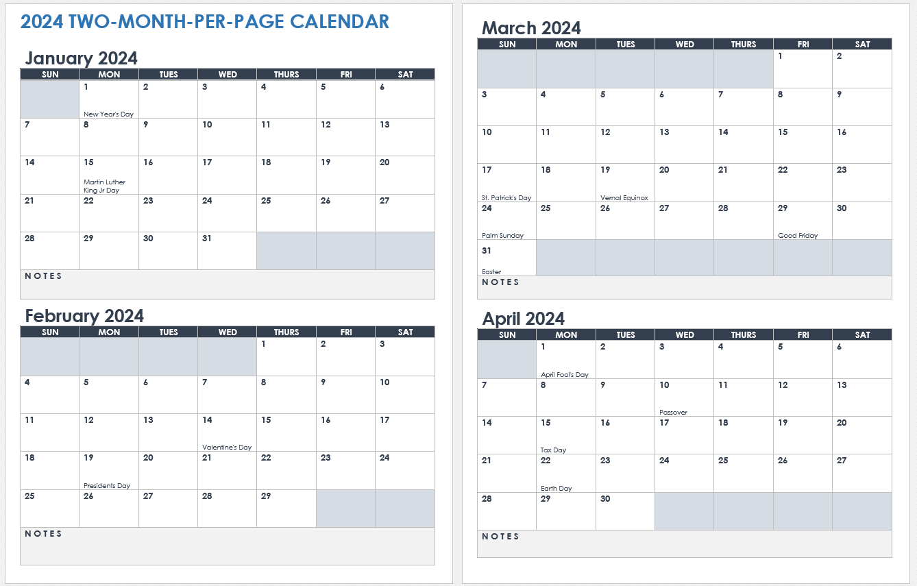 Free Printable Calendar Months 2024 Template