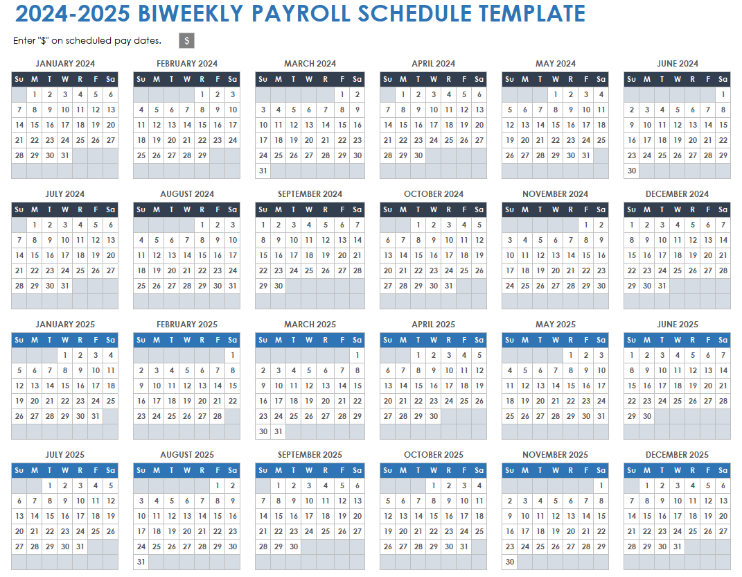 2024 Biweekly Payroll Calendar Template Excel Free Printable Chere