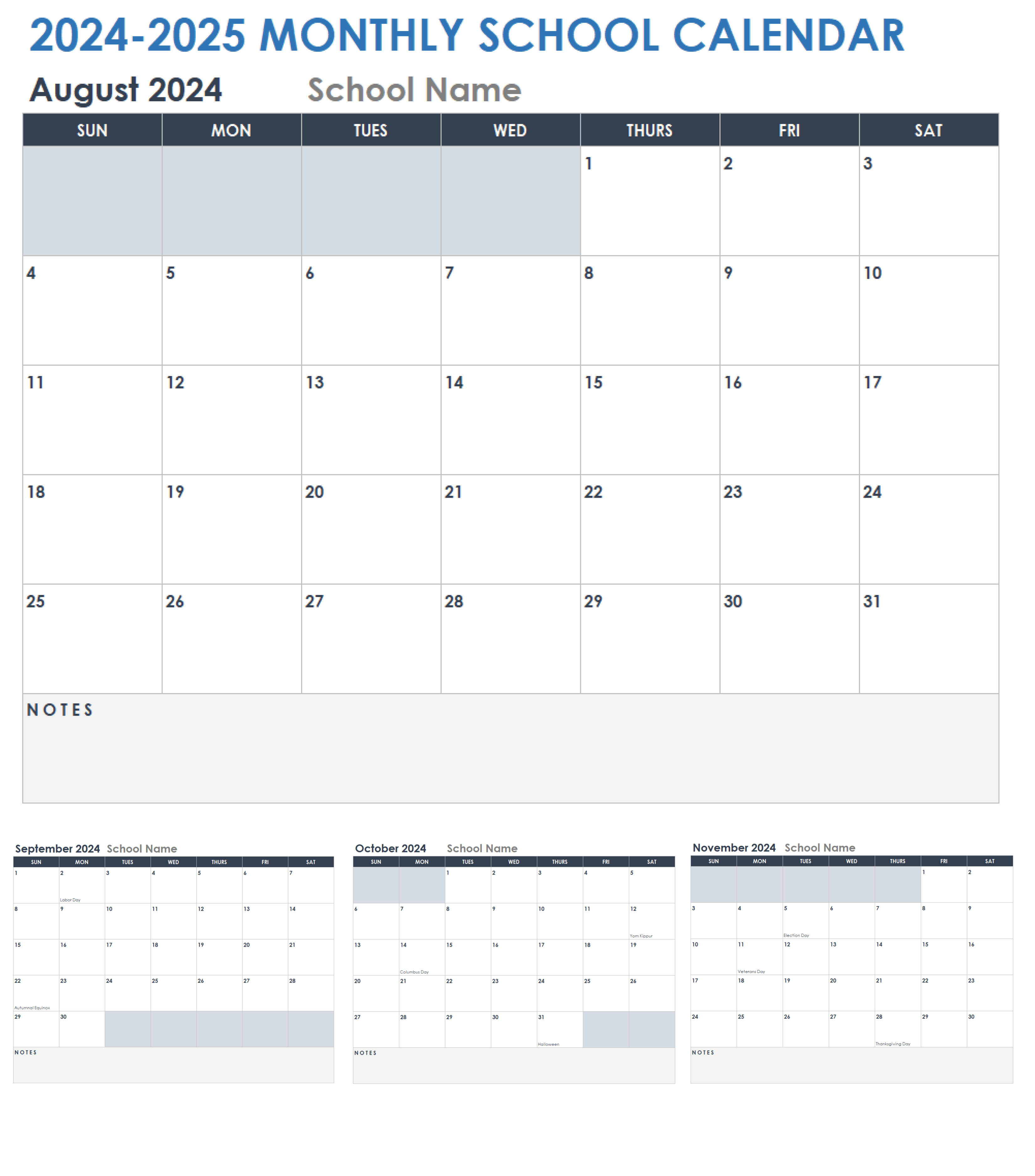 Free Excel Calendar Templates