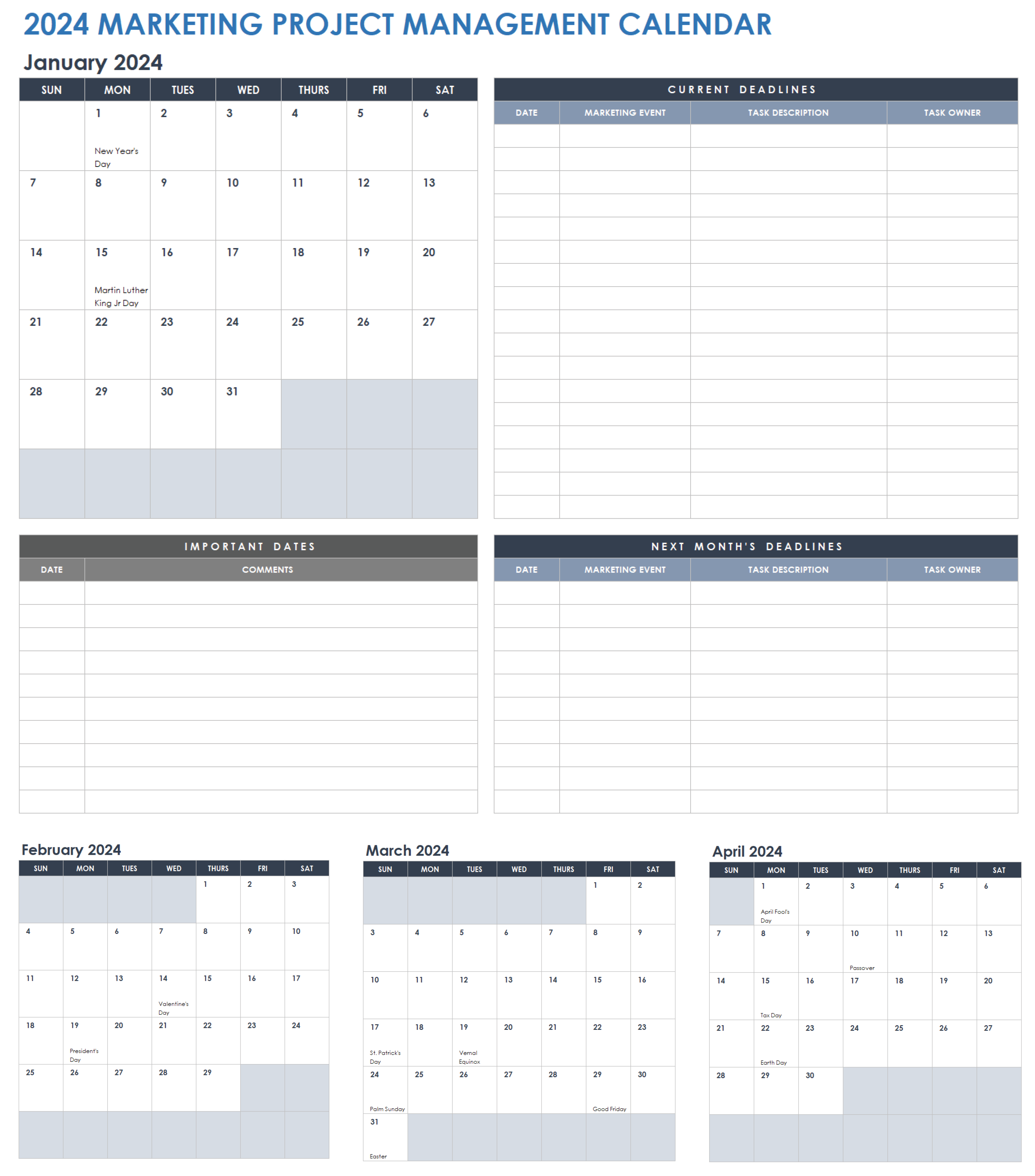 IC 2024 Marketing Project Management Calendar Template 