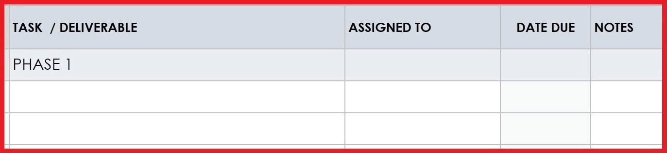 Create Project Checklist in Google Sheets Task Deliverable