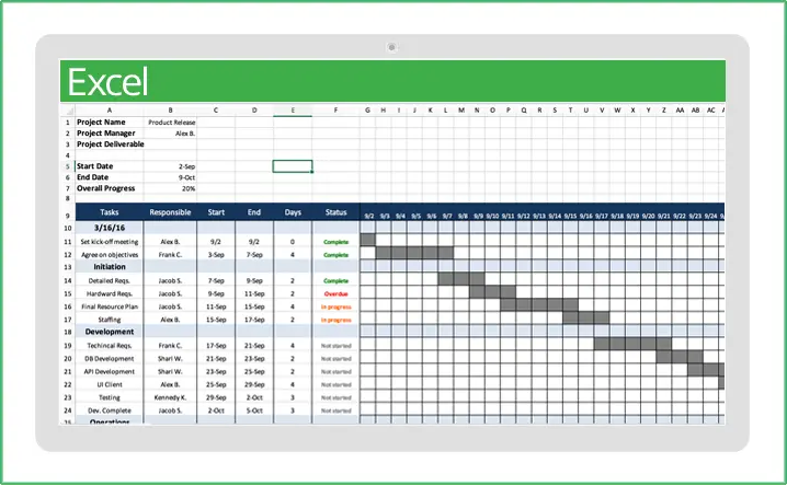 project management plan template excel