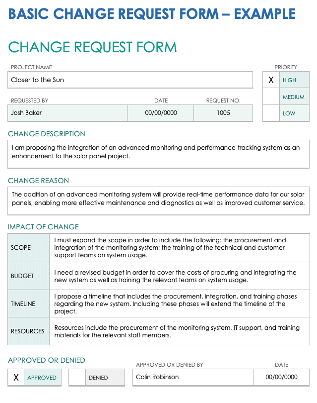 Free Change Request Forms and Templates