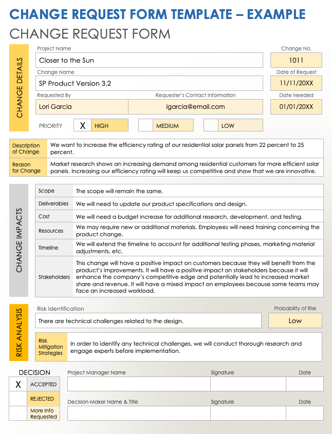 Free Change Request Forms and Templates