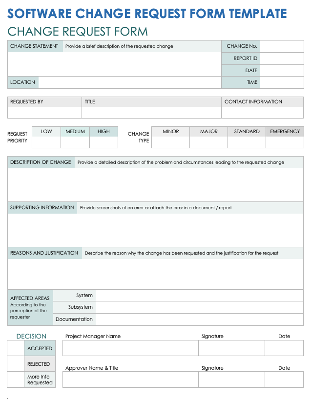 Software Change Request Form and Its Sample Template - Software Testing  Genius