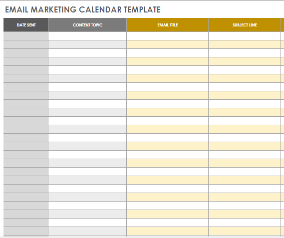 Email Marketing Calendar Template Example