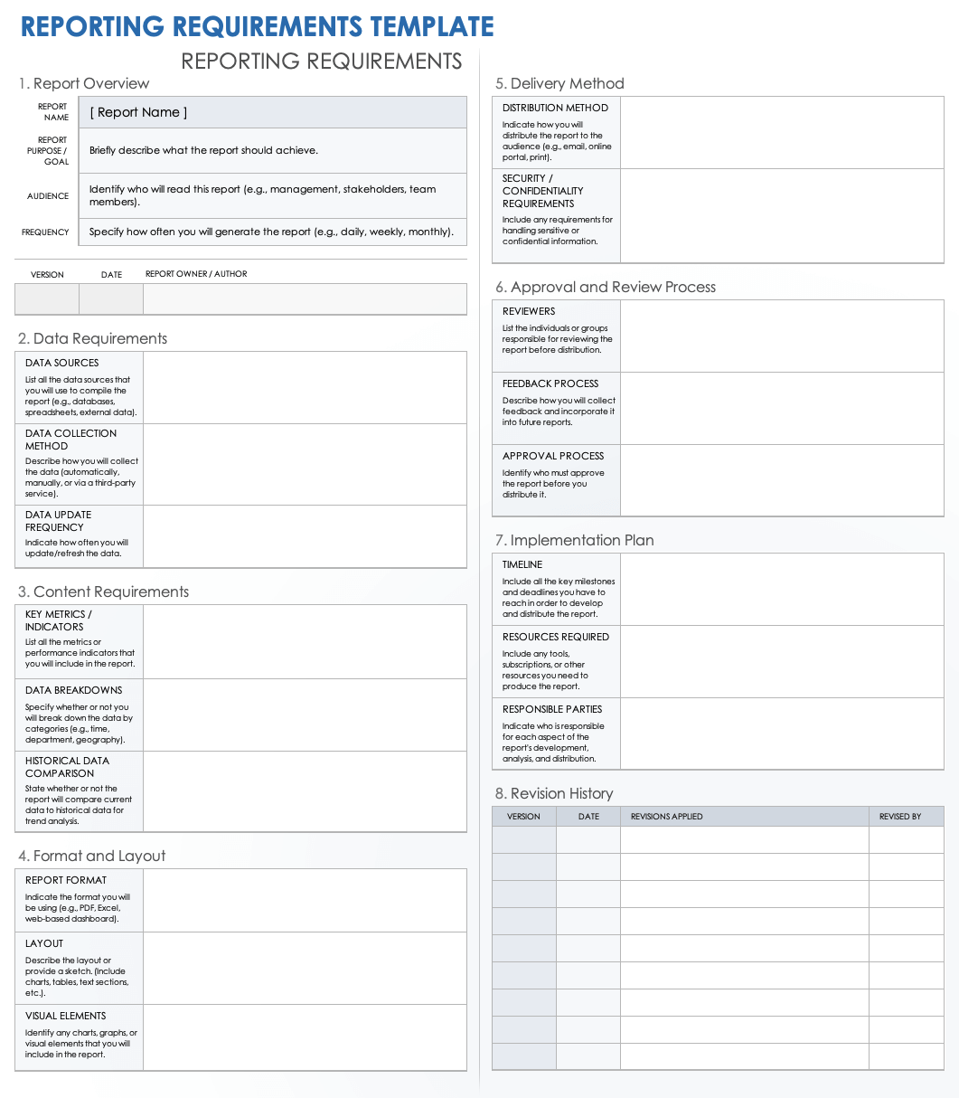 excel requirements template