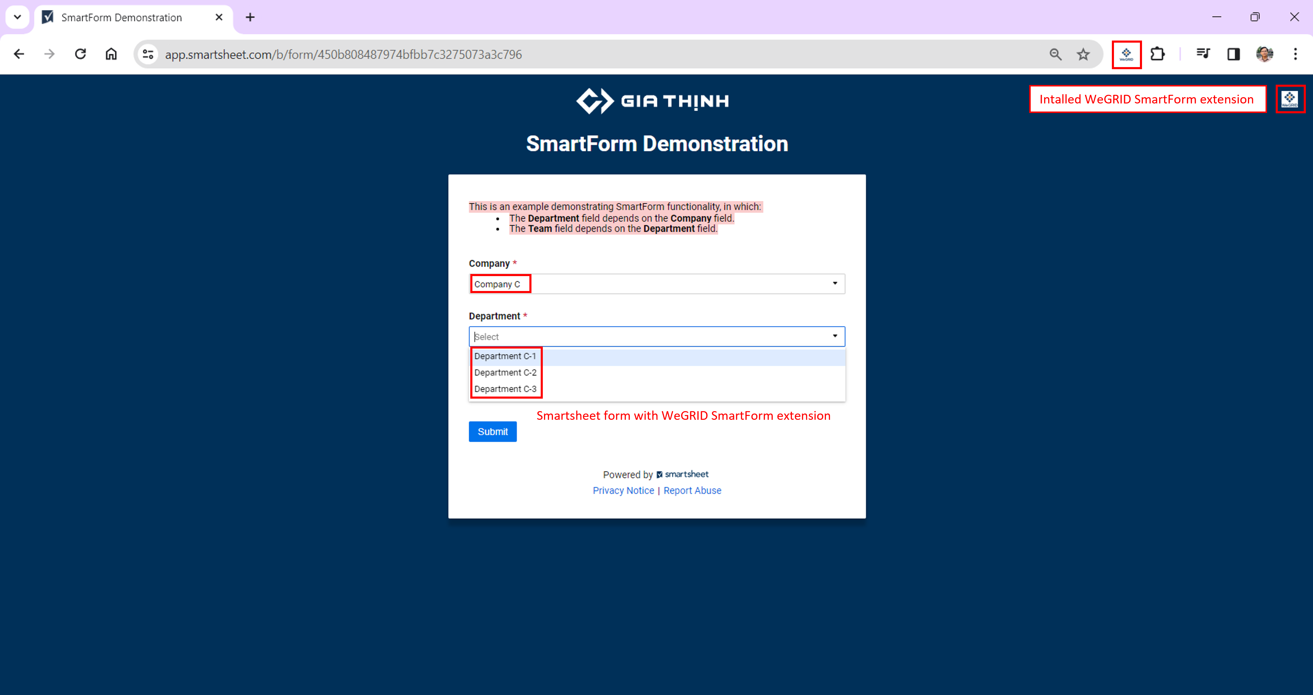 Smartsheet Form with Wegrid Smartform