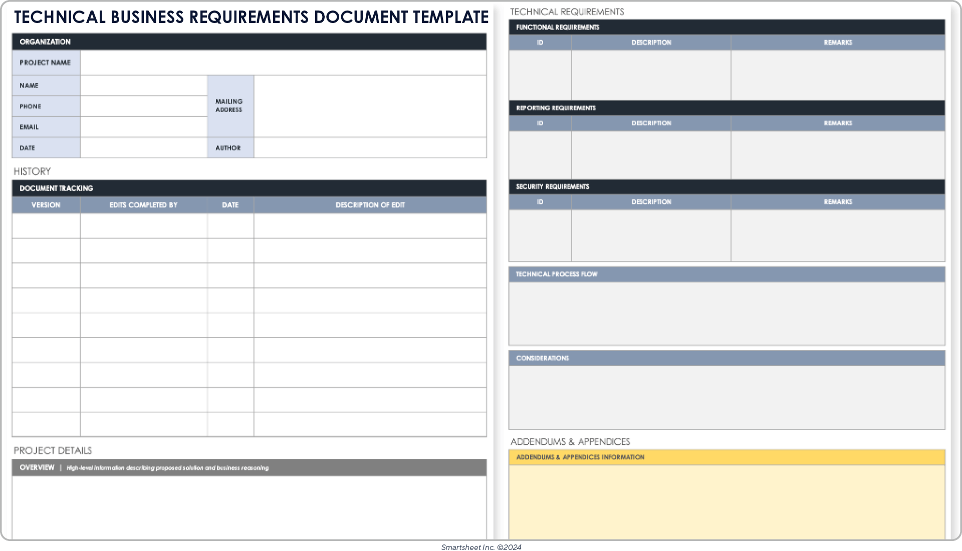 Technical Business Requirements Document Template