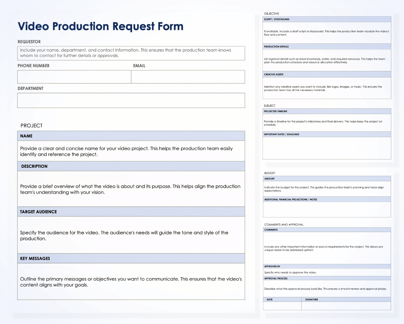 Video Production Request Form