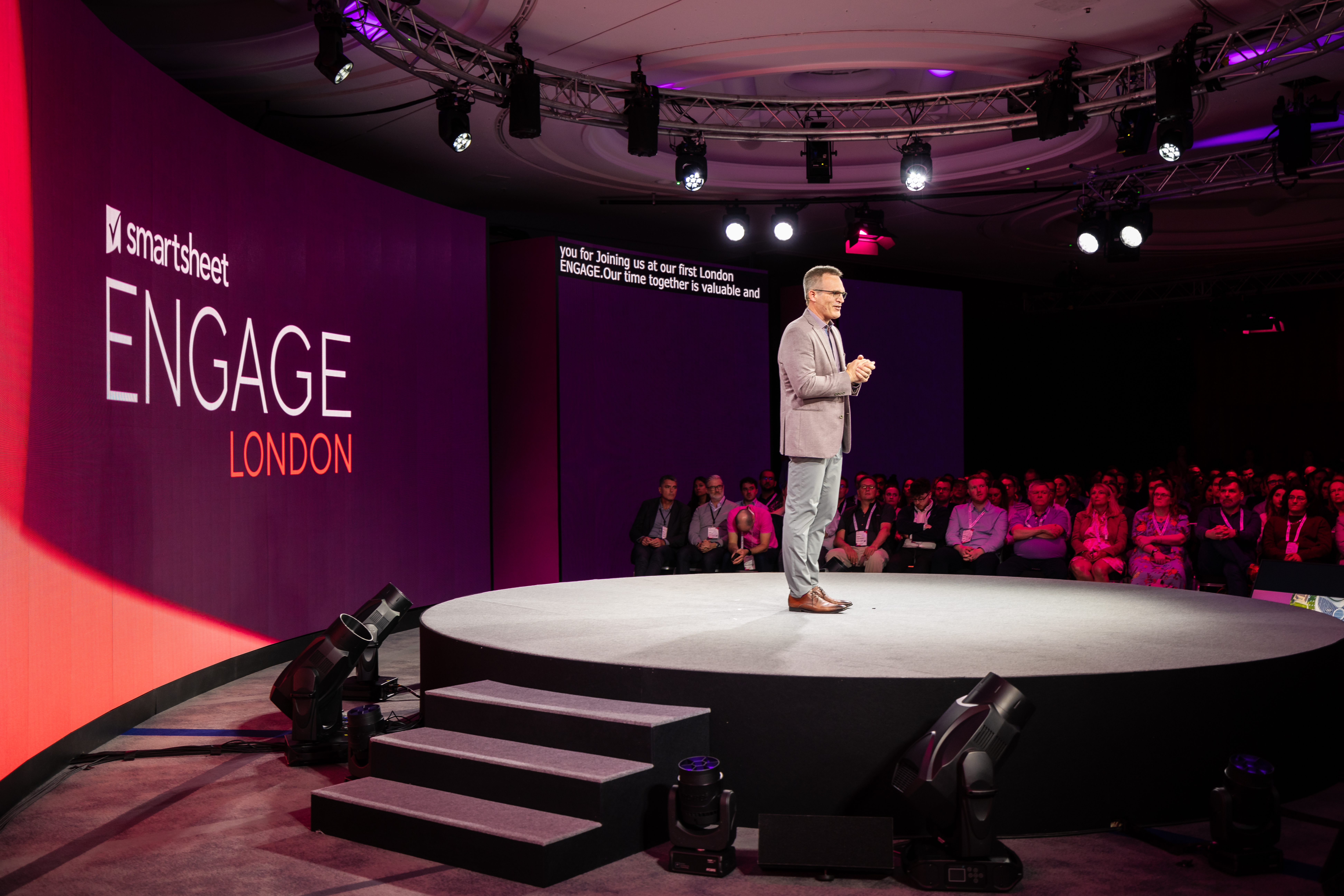 Smartsheet CEO takes the stage to kick off ENGAGE in London during the opening keynote.