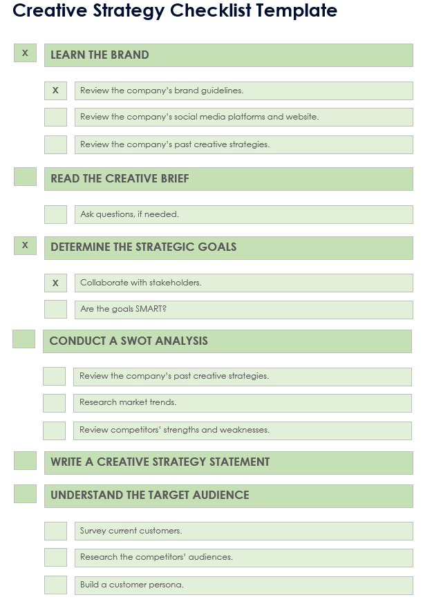 Creative Strategy Checklist Template