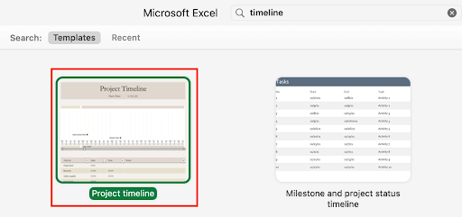 Excel template project timeline
