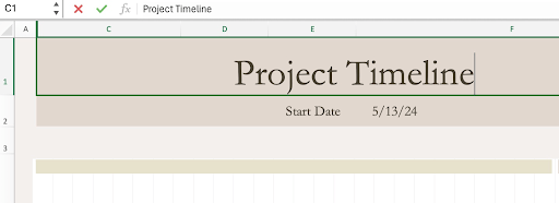 Excel template project timeline title