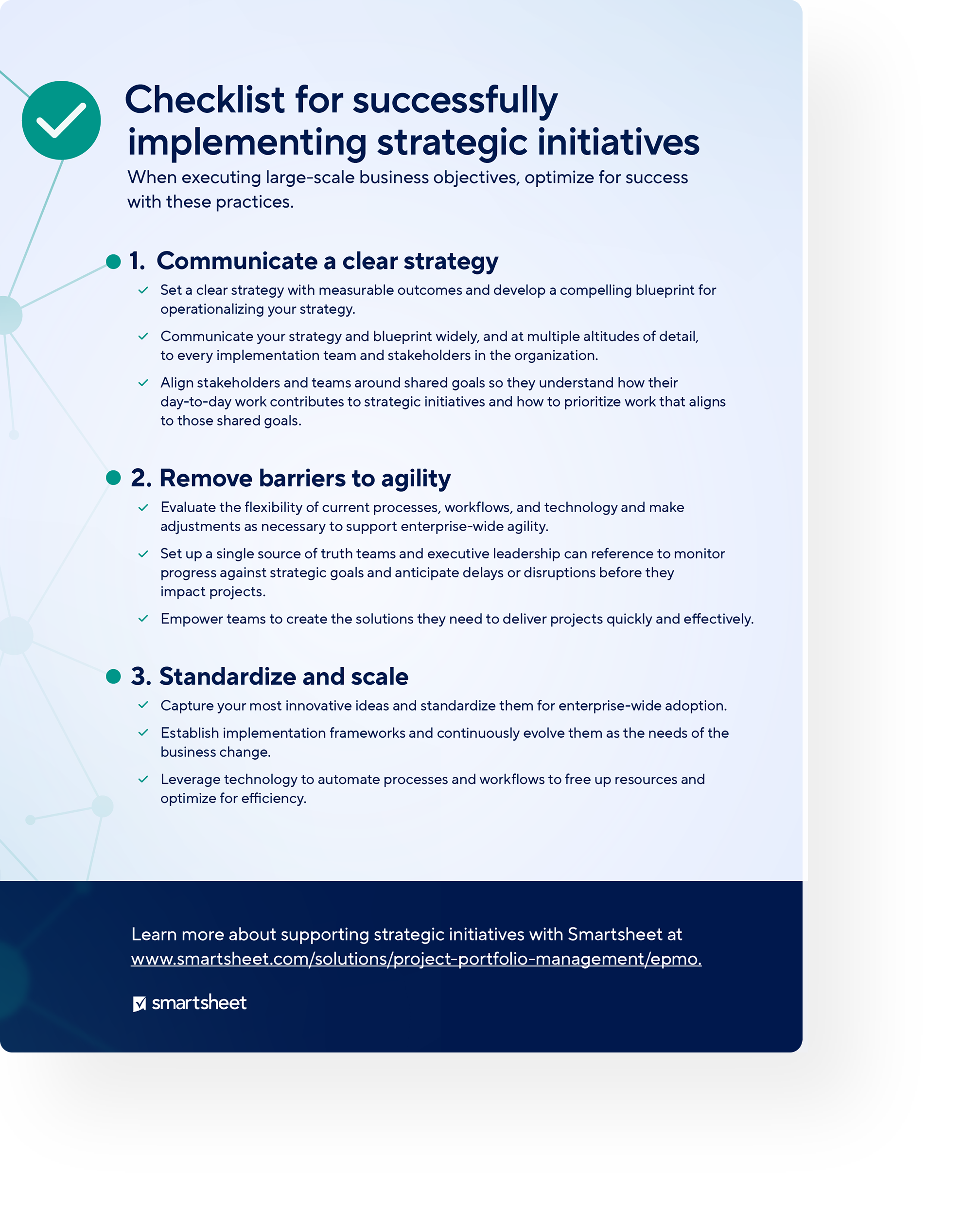 Checklist for successfully implementing strategic initiatives