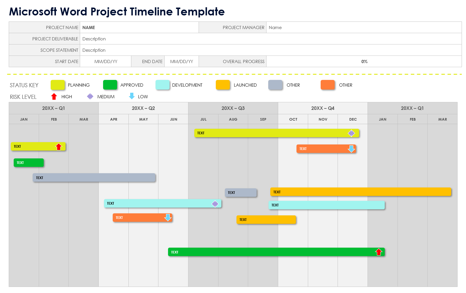 Microsoft Word Project Timeline Template