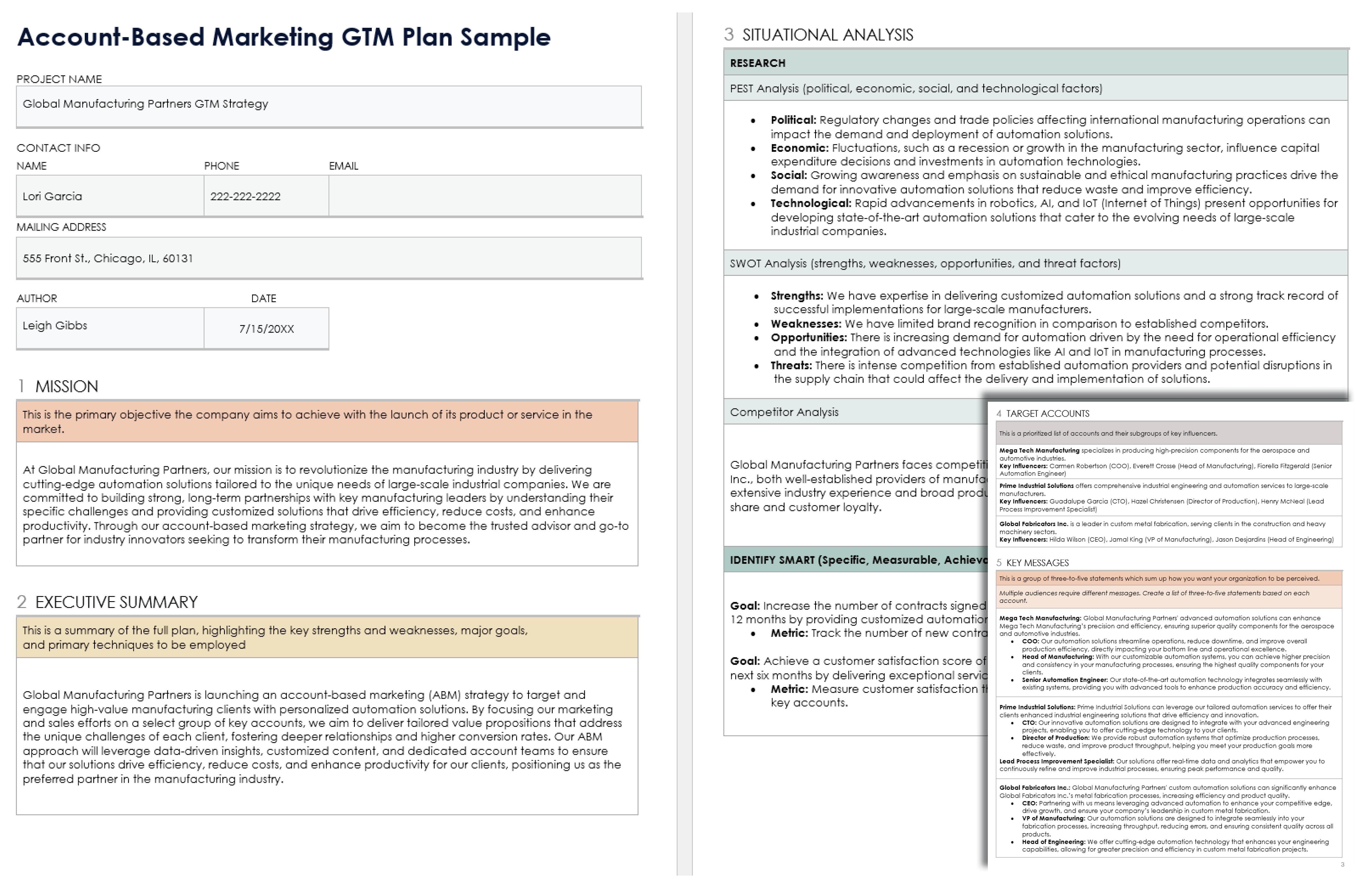 Account Based Marketing GTM Plan Sample