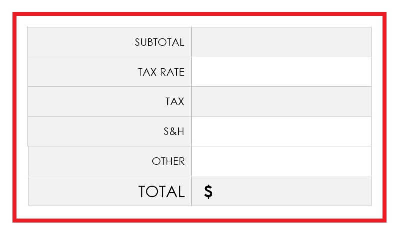 Enter Subtotal Taxes S&H Total How To Microsoft Word Purchase Order