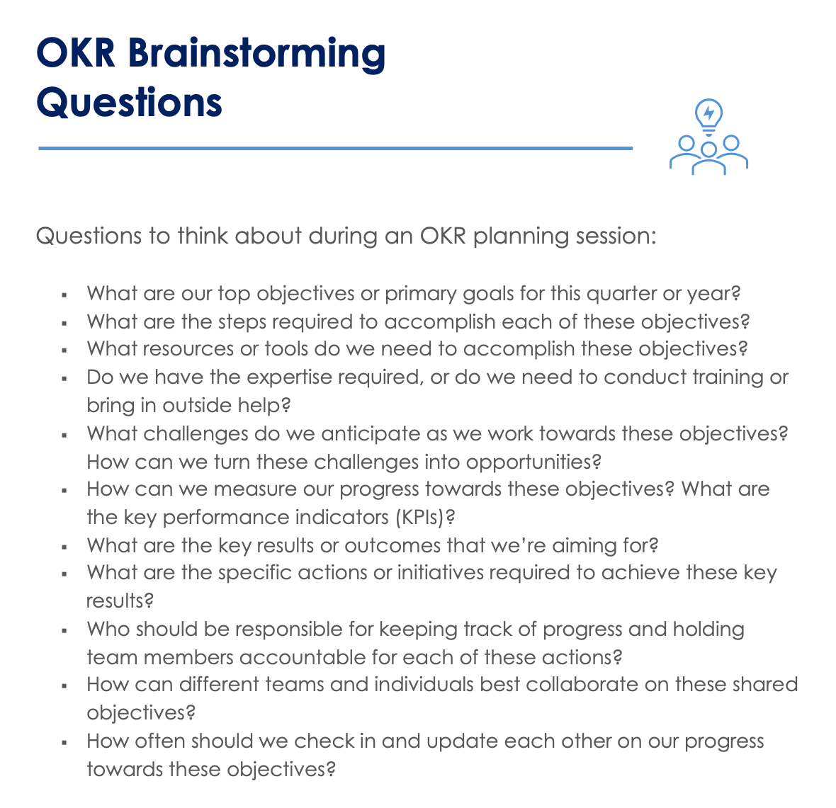 OKR Brainstorming Questions