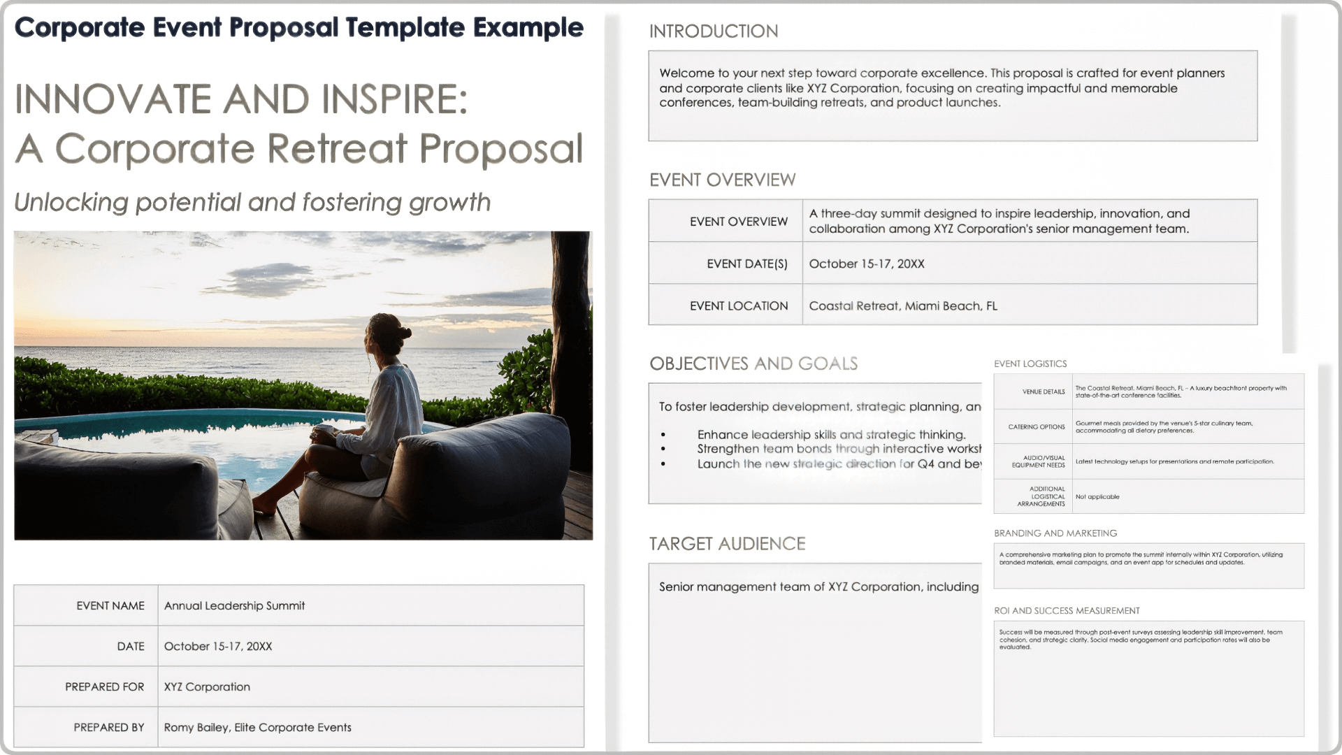 Corporate Event Proposal Template Example