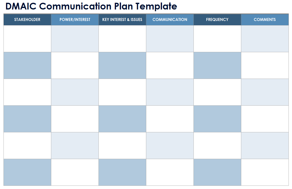 DMAIC Communication Plan Template