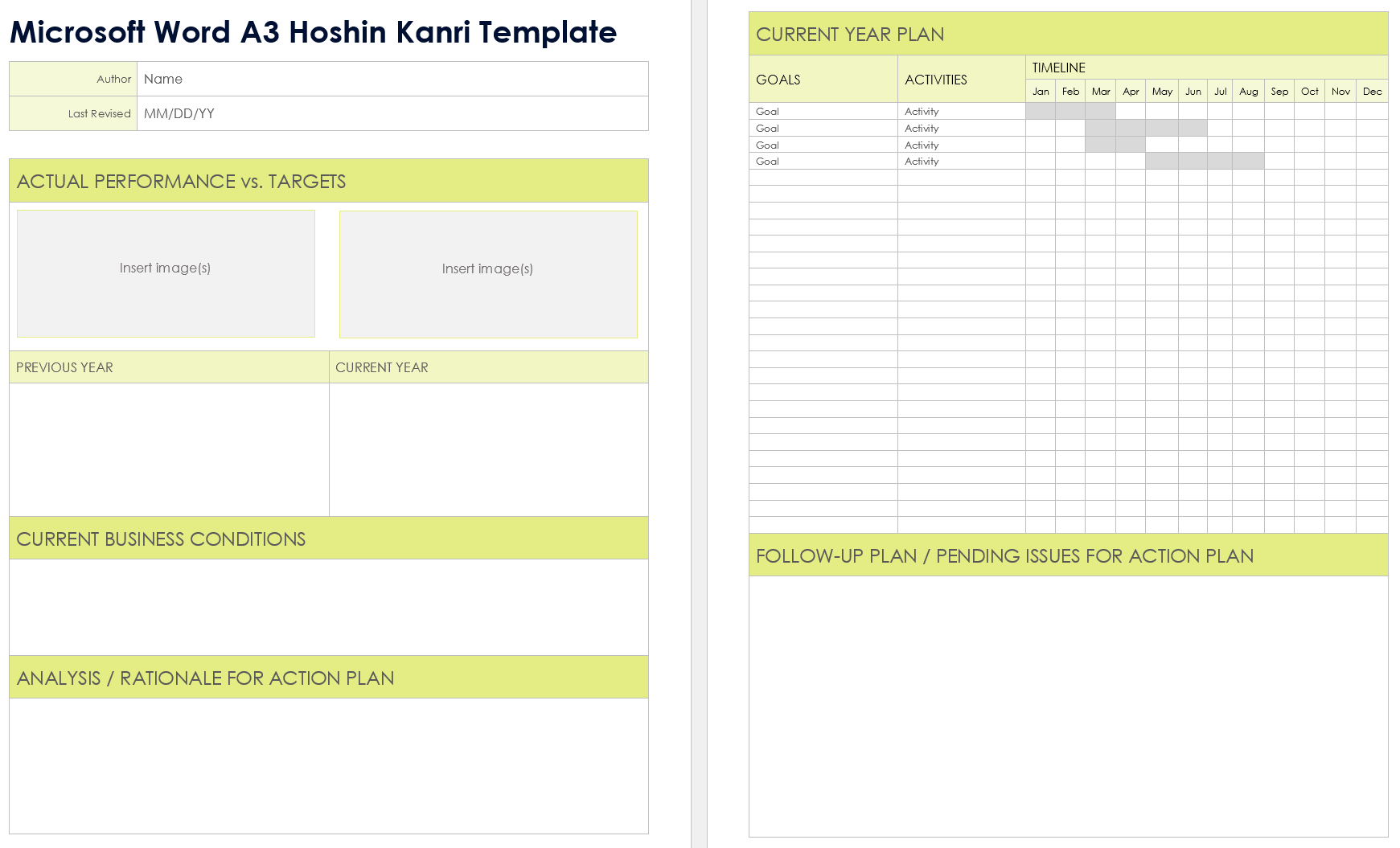 Microsoft Word A3 Hoshin Kanri Template