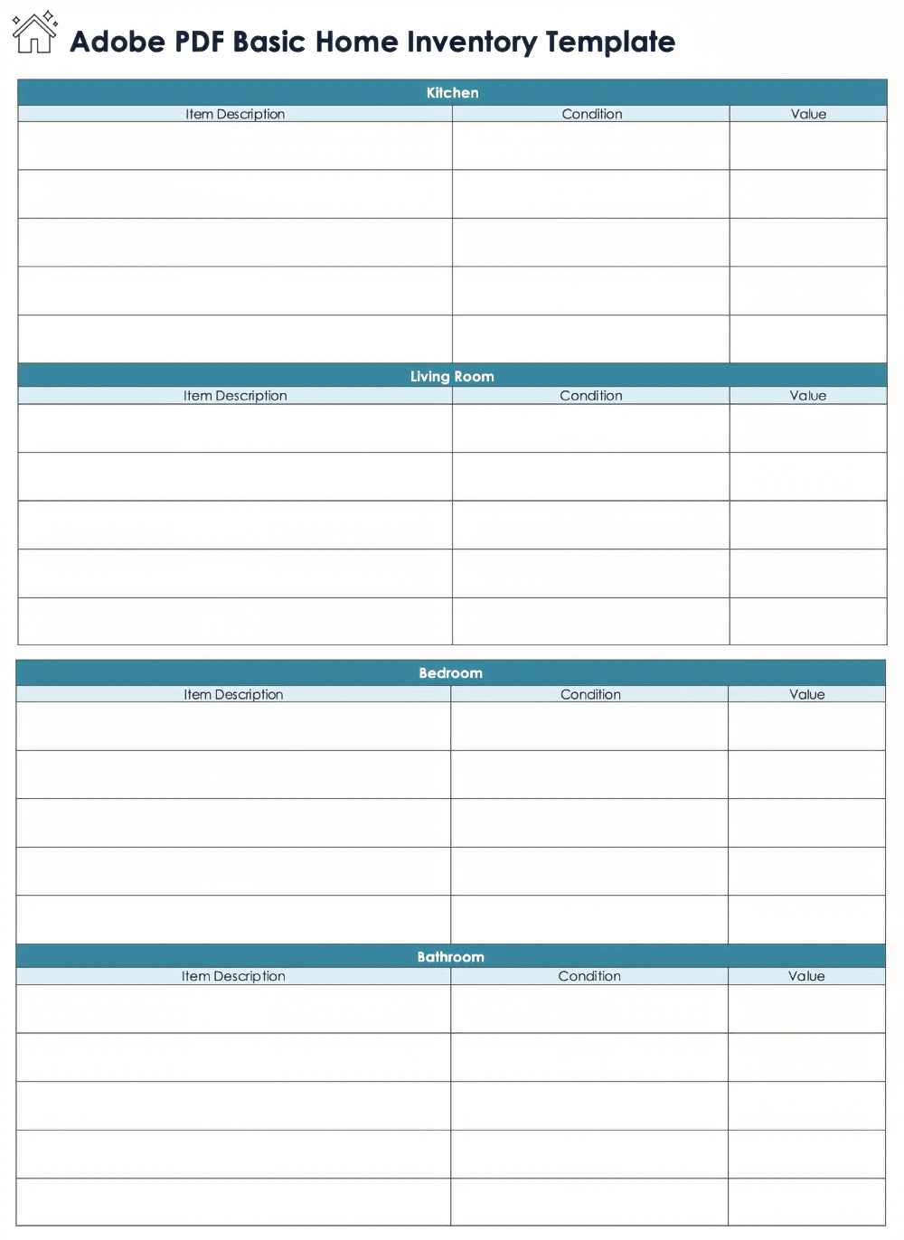 Adobe PDF Basic Home Inventory Template