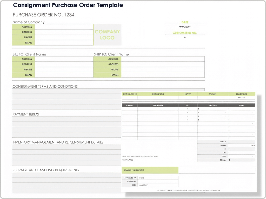 Consignment Purchase Order Template