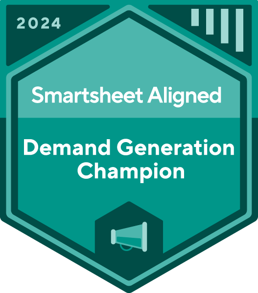 Smartsheet Aligned 2024 Demand Generation Champion award