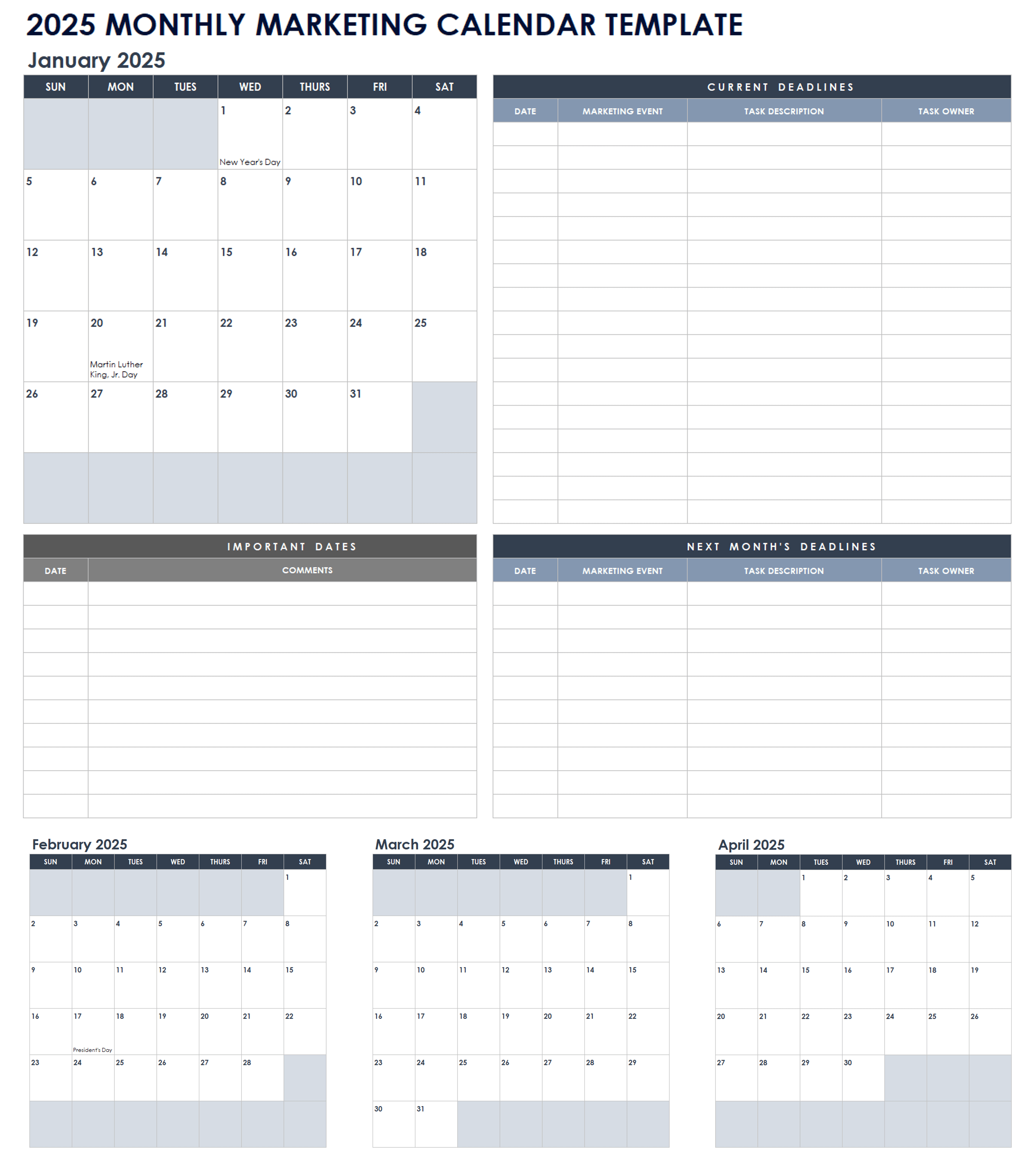 2025 Monthly Marketing Calendar Template 0