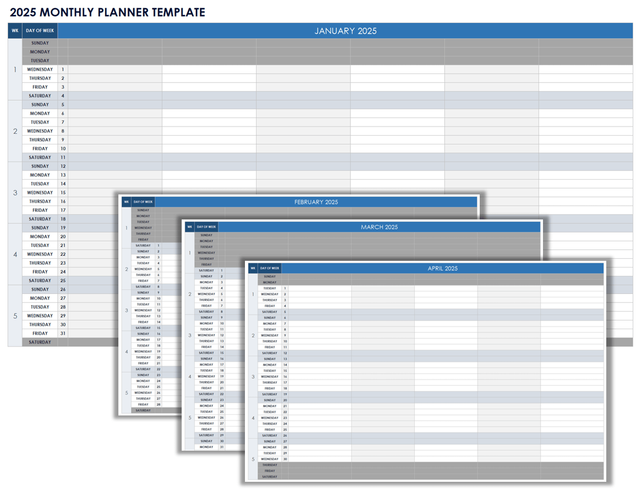 2025 Monthly Planner Template