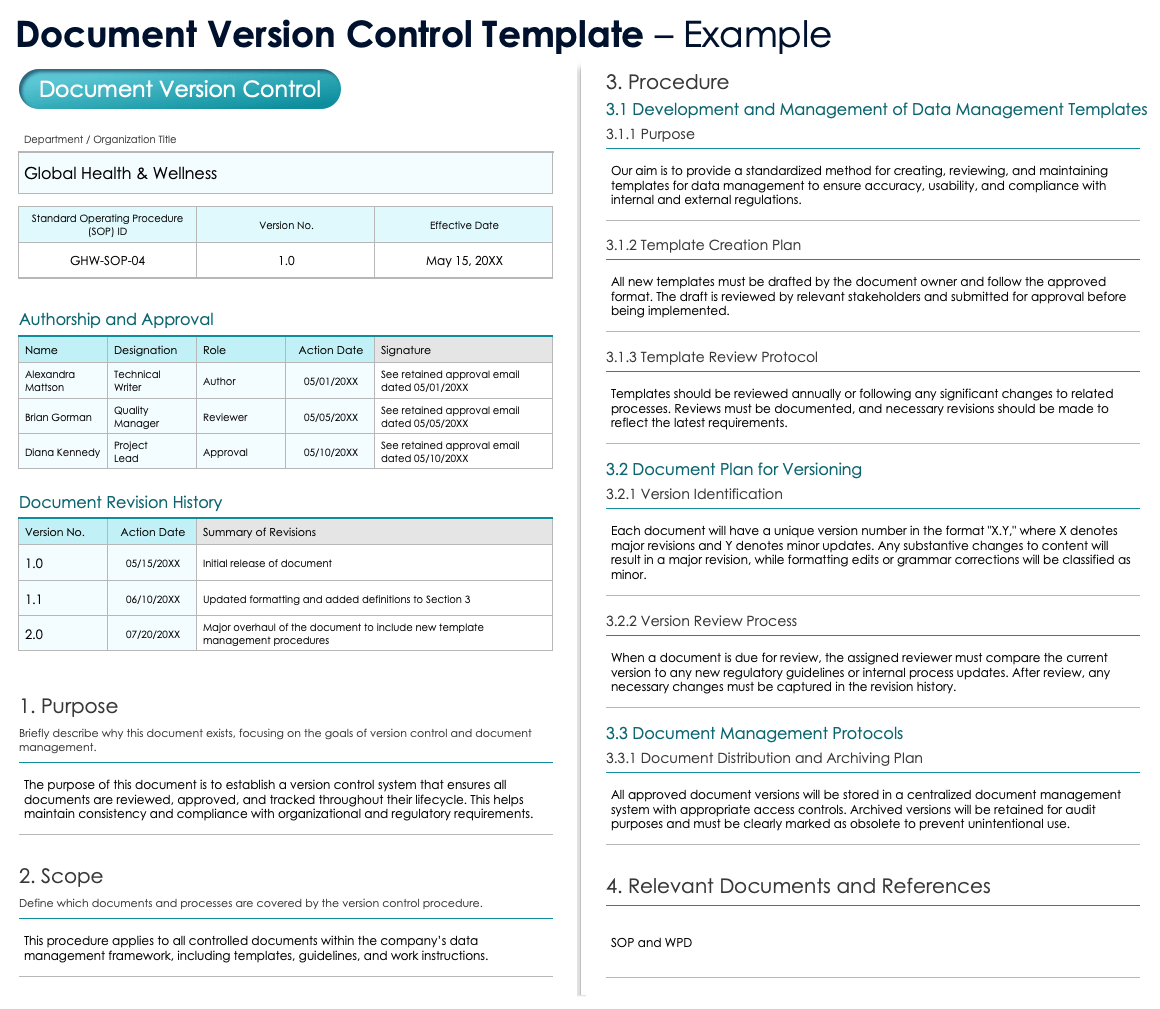 Document Version Control Template Example