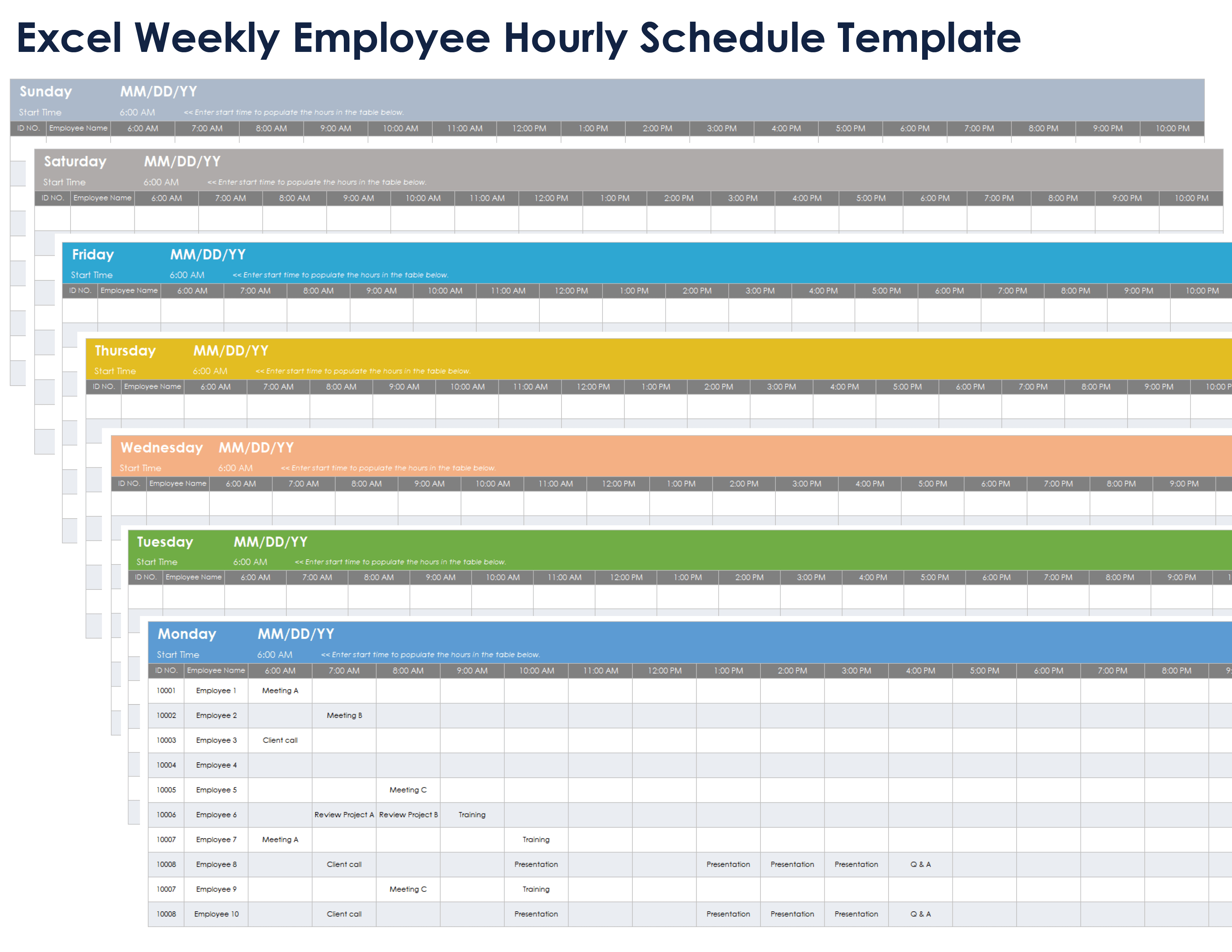 Weekly Employee Hourly Schedule Template