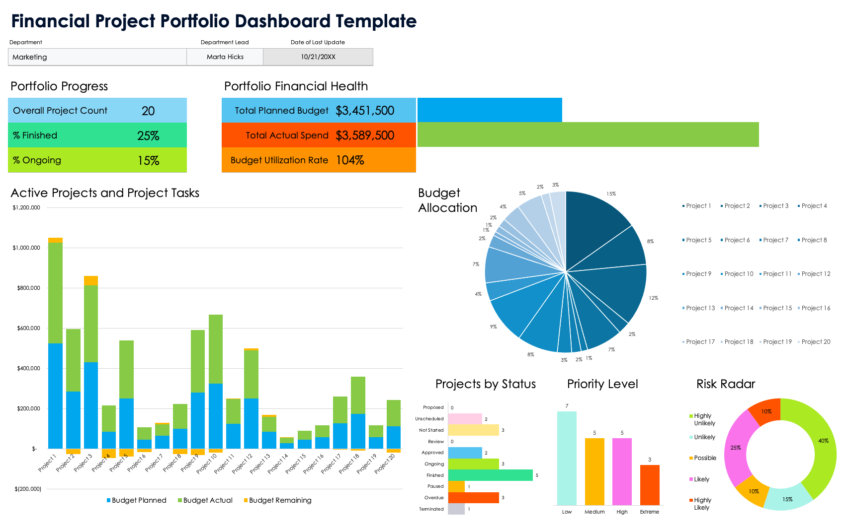 Financial Project Portfolio Dashboard Template