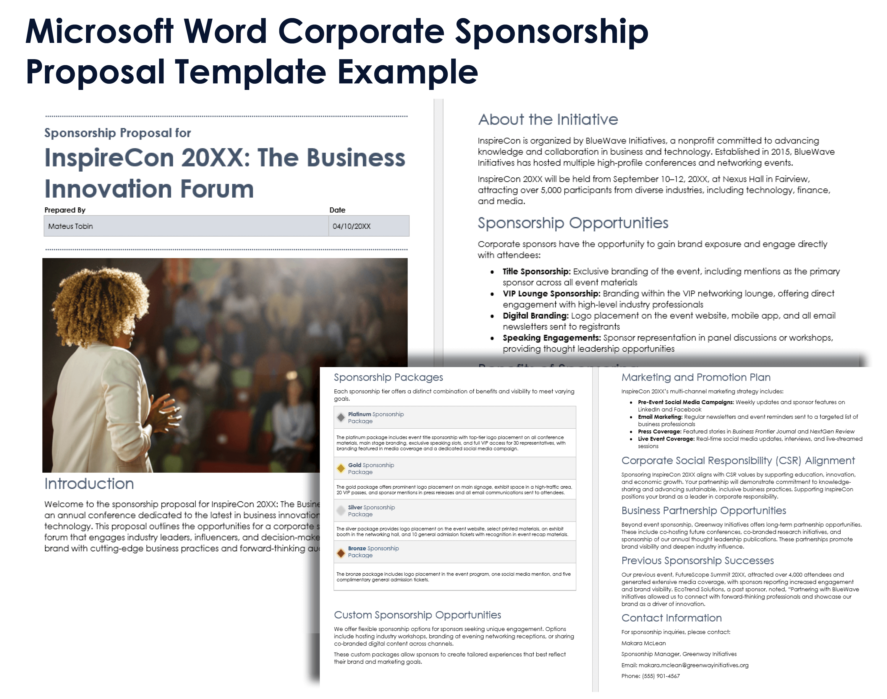 Microsoft Word Corporate Sponsorship Proposal Template Example