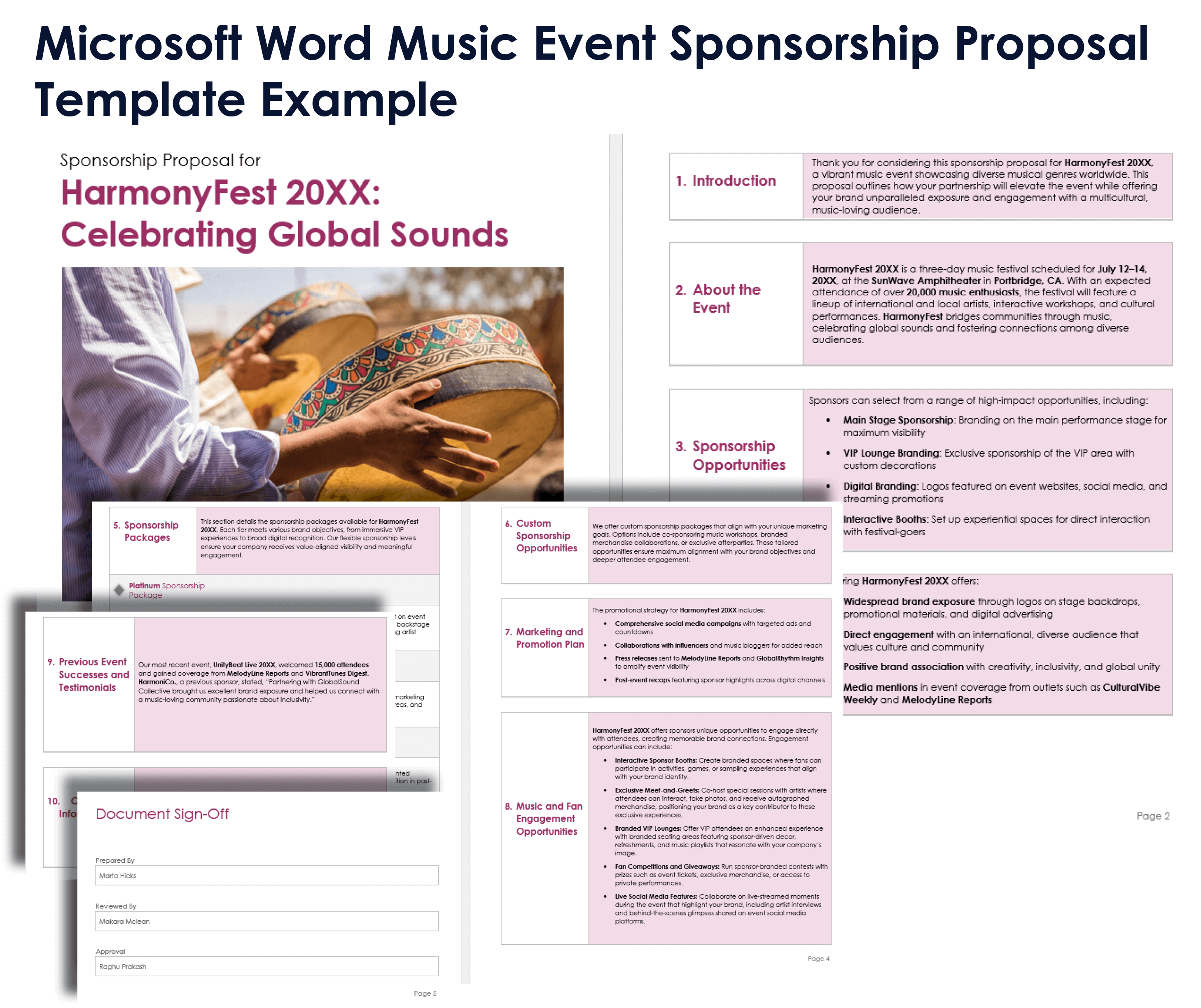 Microsoft Word Music Event Sponsorship Proposal Template Example