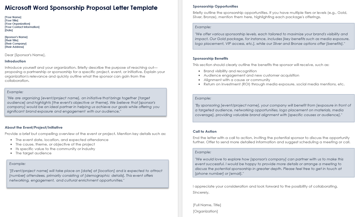 Microsoft Word Sponsorship Proposal Letter Template