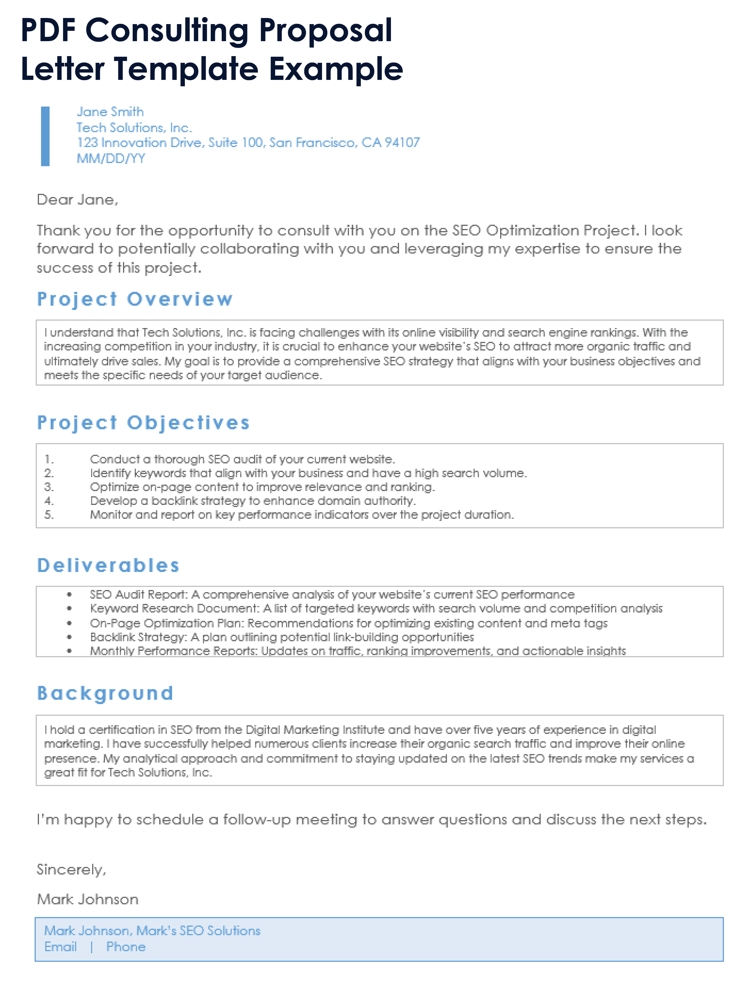 PDF Consulting Proposal Letter Template 12243 Example