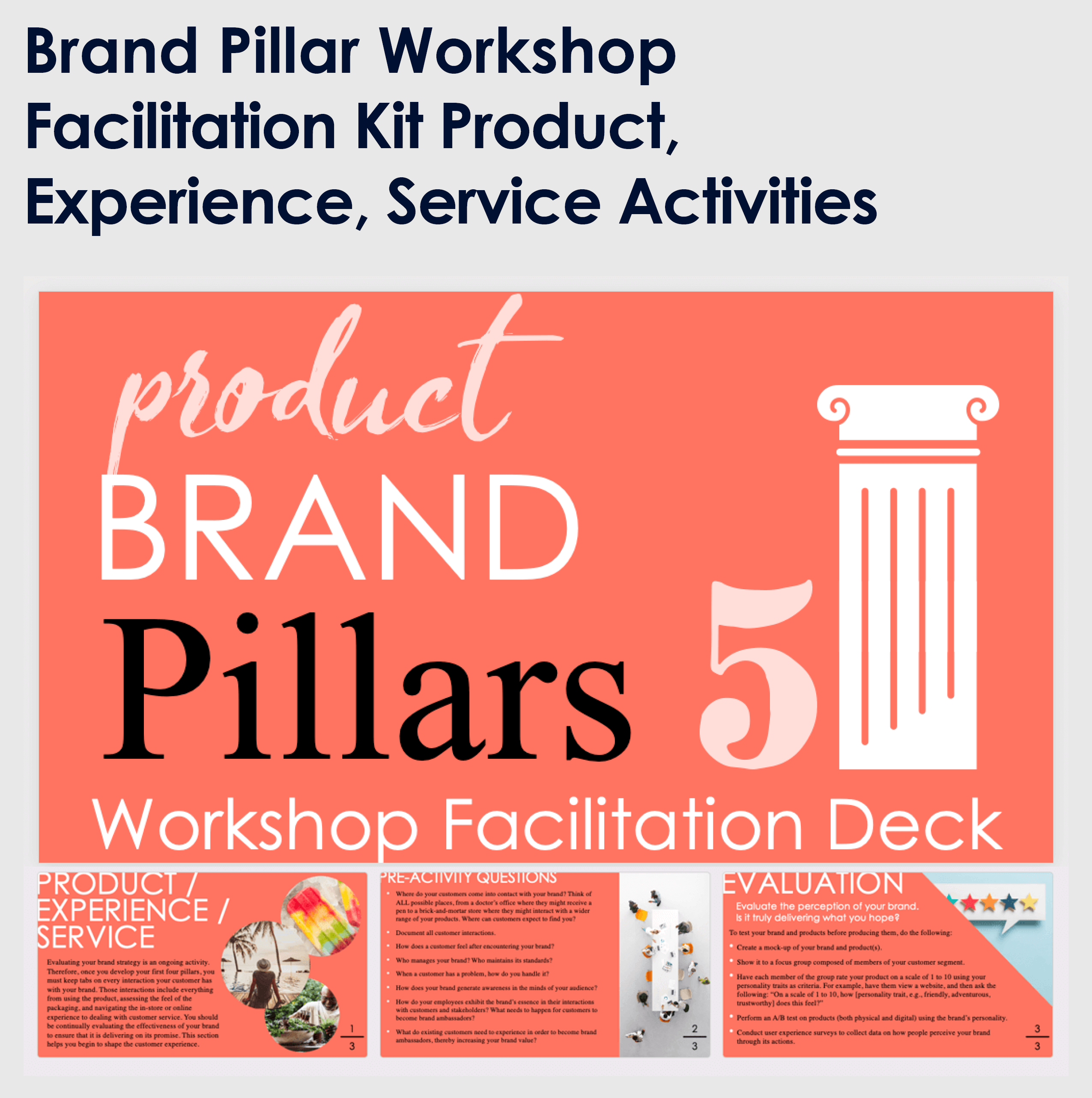 Brand Pillars Workshop Facilitation Kit Product Activities