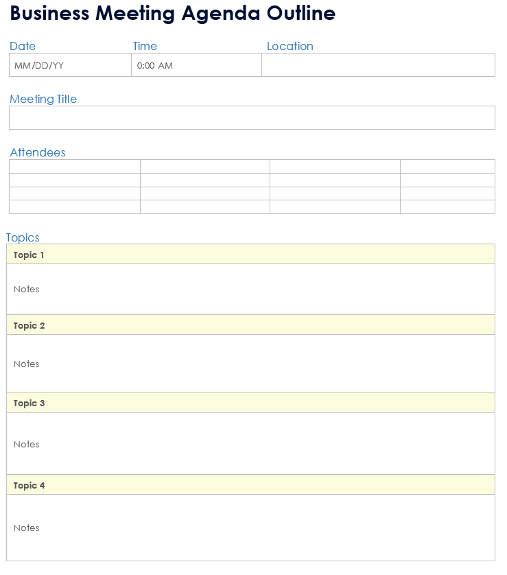 Business Meeting Agenda Outline