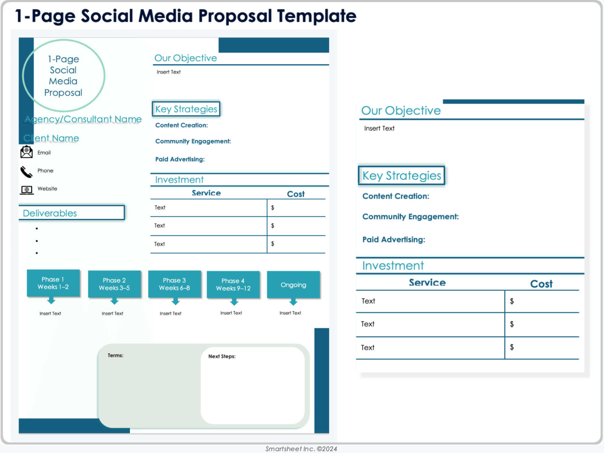 1 Page Social Media Proposal Template